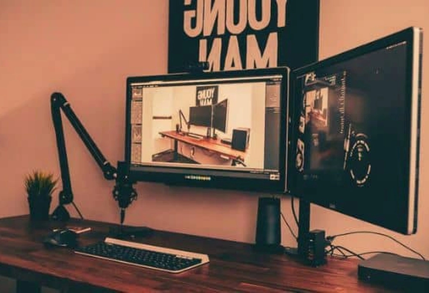 Professional programmer coding workspace